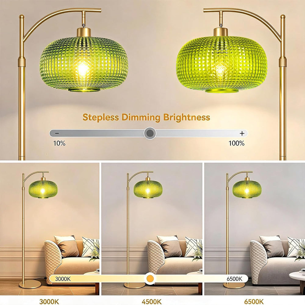 Modern Floor Lamp for Living Room, Mid Century Standing Lamp Green Shade