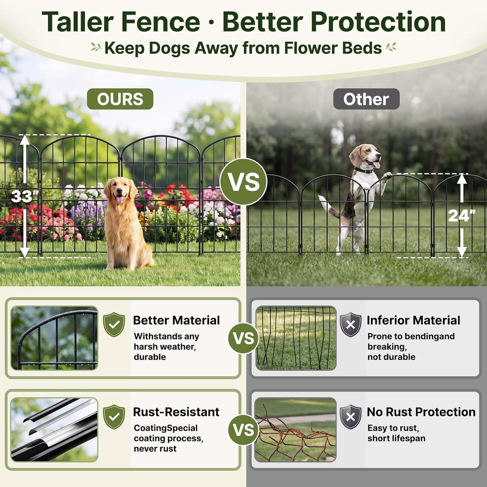 KIMAZO 32.5in (H) x 20ft (L) Tall Decorative Garden Fence - 14 Pack Garden Fe...