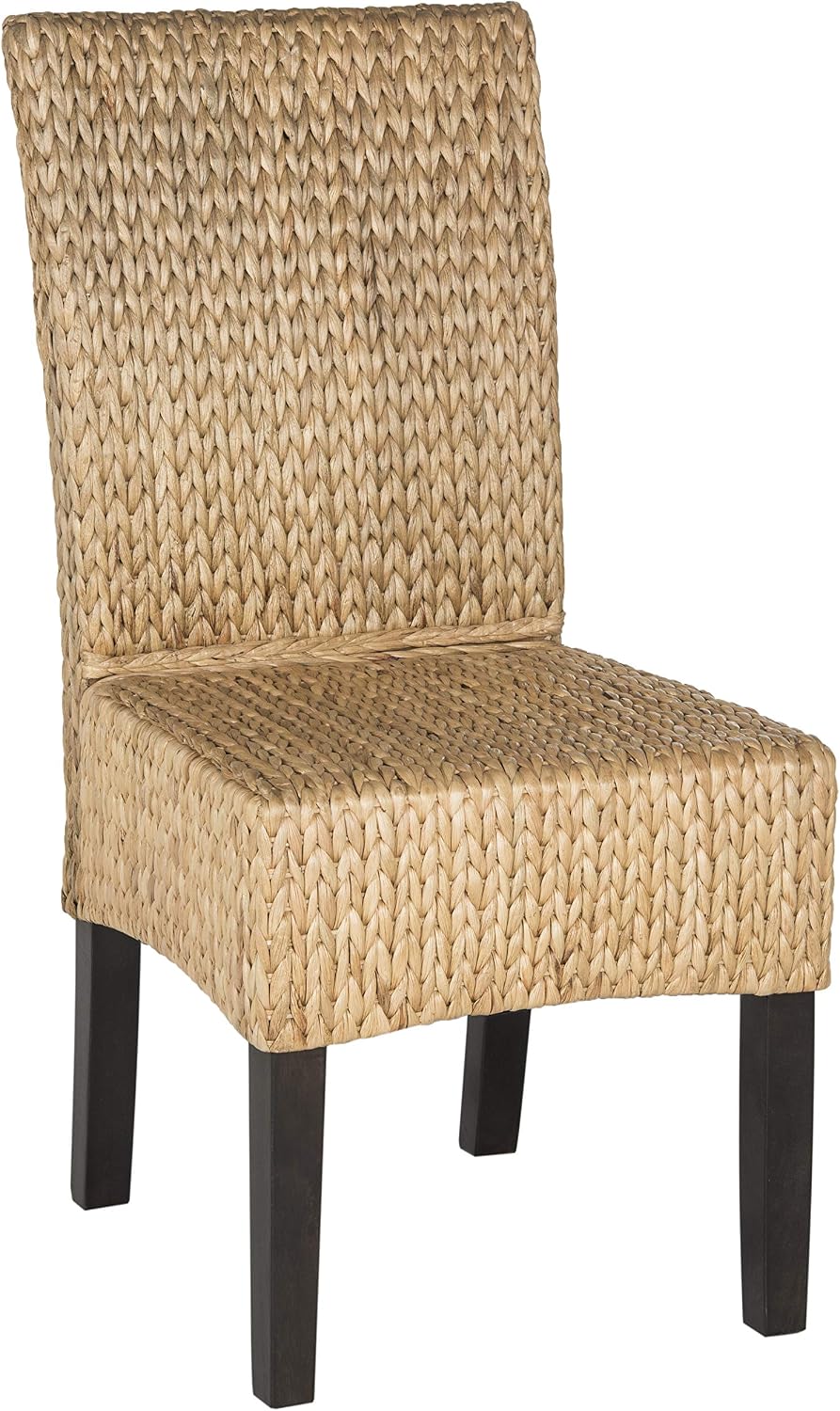 SAFAVIEH Luz Wood Dining Chair Set of 2, 18.5" Seat Rustic Natural SEA8016A