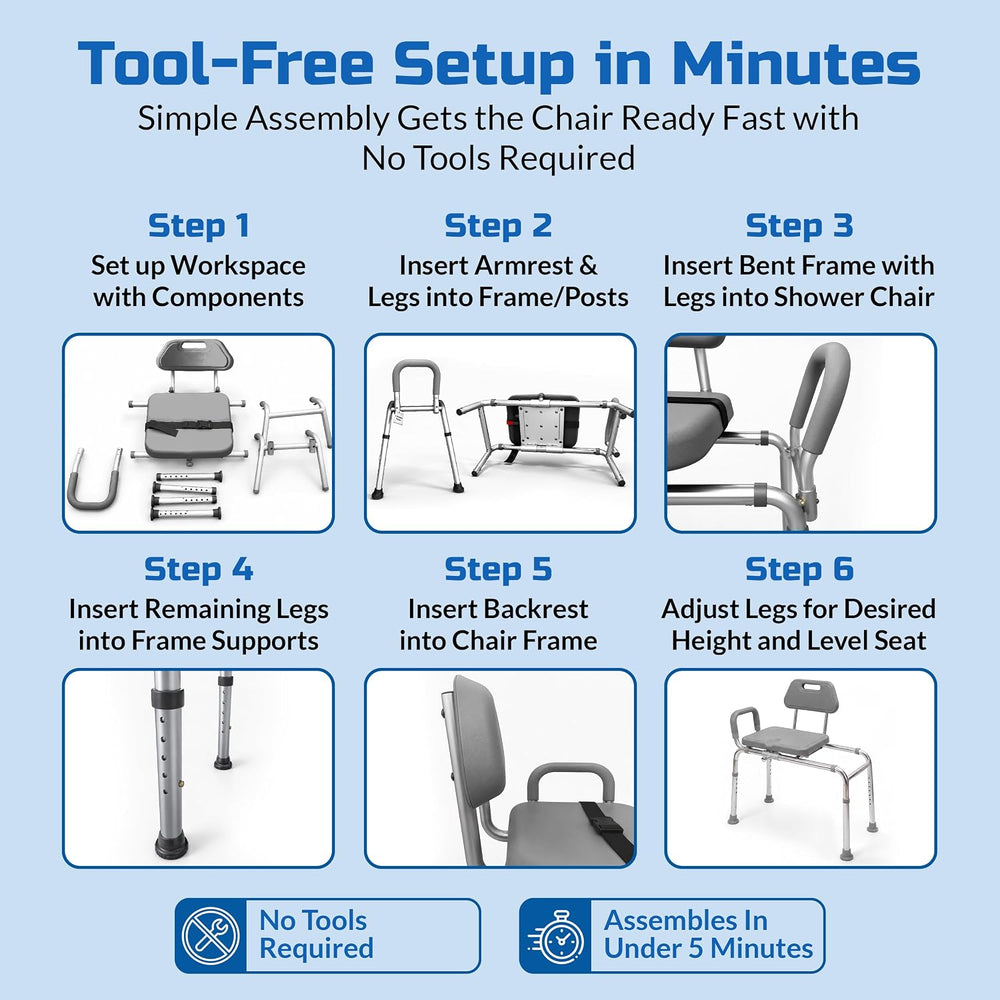 Platinum Health Gateway Premium Sliding Shower Chair Bath Transfer Bench with...