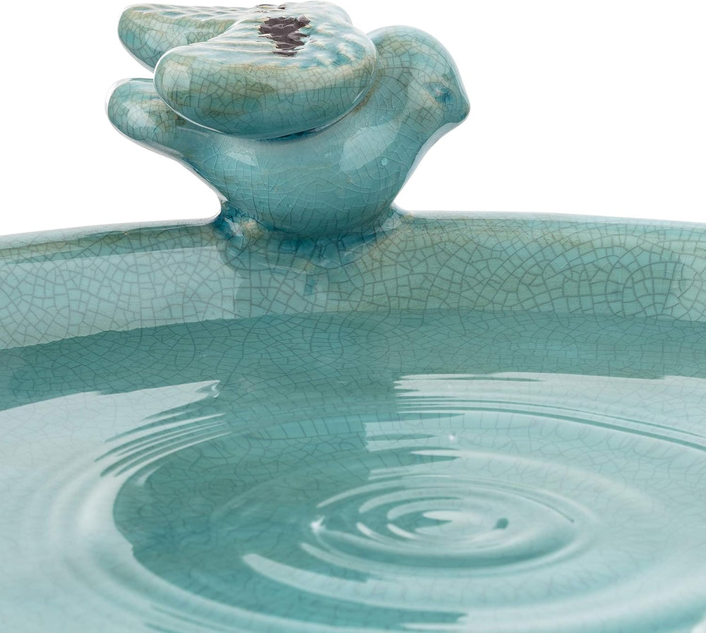 Alpine Corporation 25" Tall Outdoor Ceramic Antique Pedestal Birdbath wi...