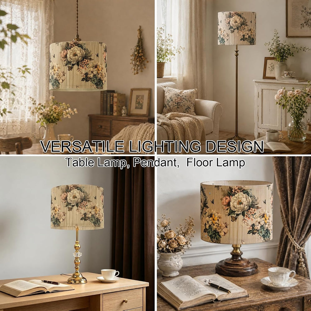 Rustic lamp shade Floral Butterfly Elegant Art decorative 11.8x9Inch