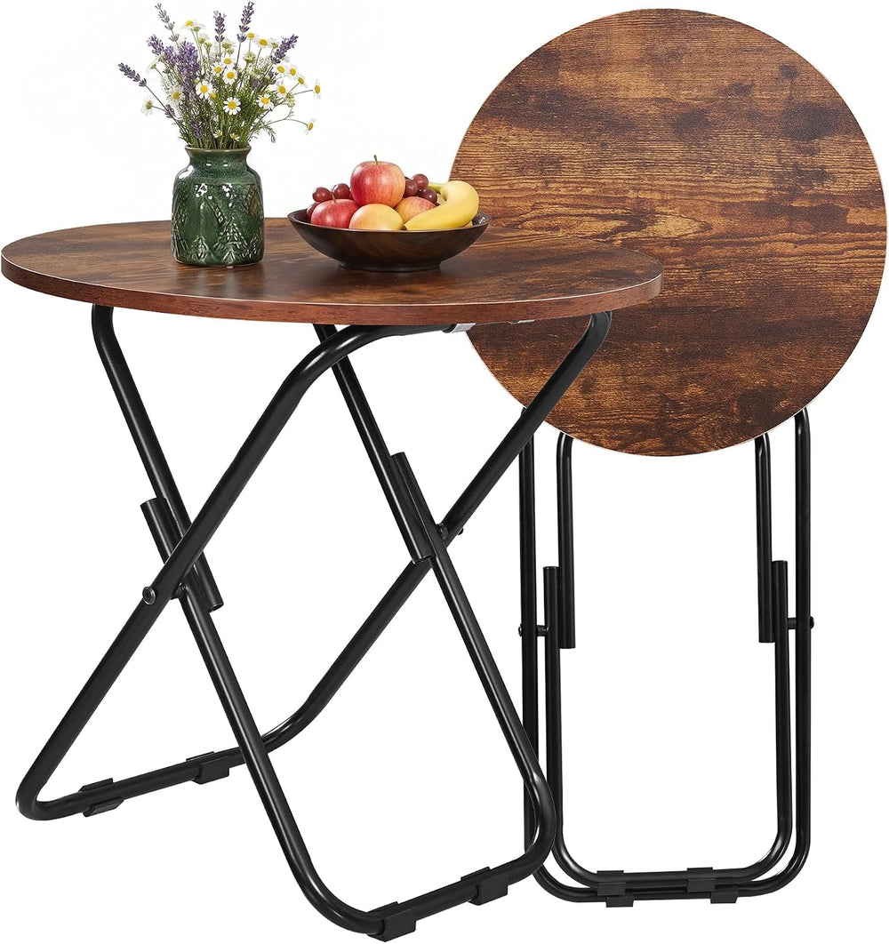 VECELO Patio Outdoor Side Table,17.7 inch Small Folding Table Round Waterproo...