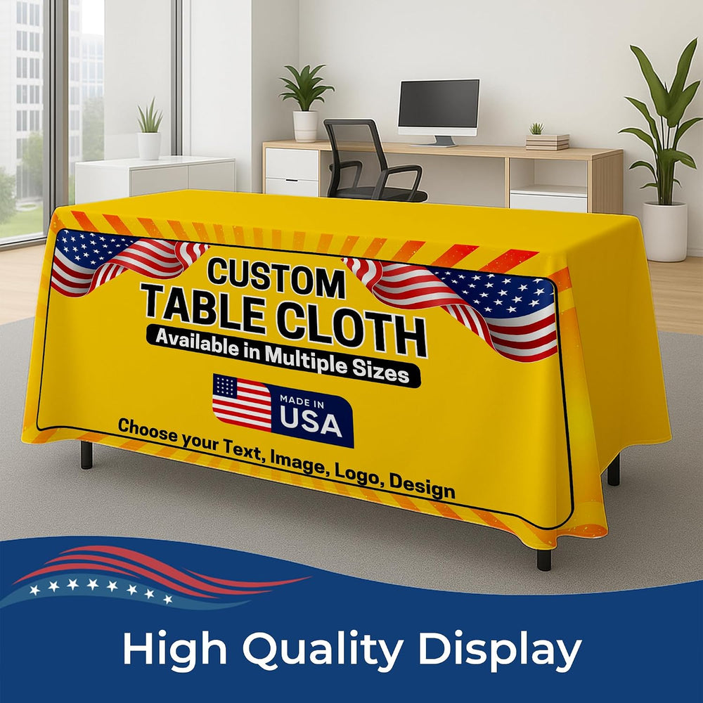 DC Custom Table Cloth With Business Logo 6 Ft-4 Ft, Table Cover Made In USA