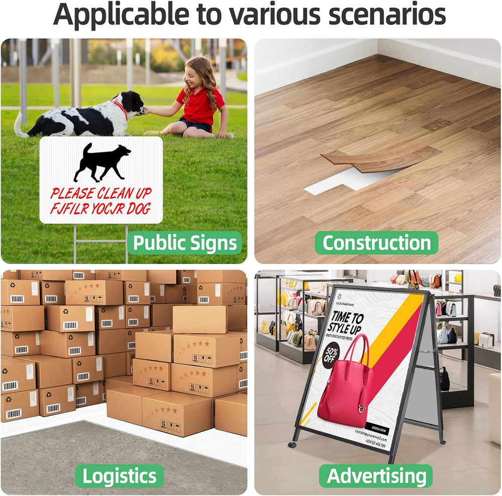 24x36 Inch Corrugated Plastic Board, 4 Pack White Poster Board,