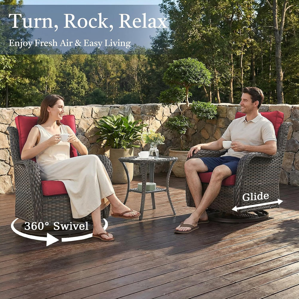 Outdoor Patio Furniture Set-5 Piece Outdoor Swivel Rocker Chairs with Ottoman...