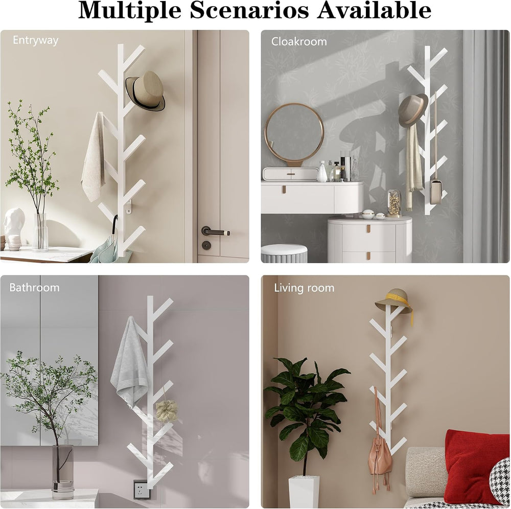 Vlush Wall-Mounted Metal Coat Rack with 9 Hooks White coat hooks