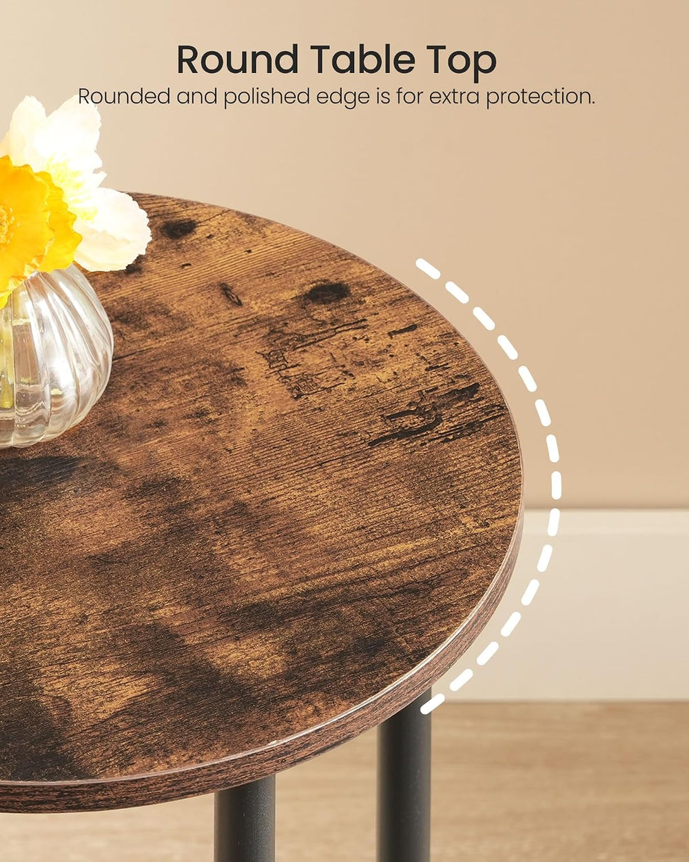 CHOEZON Side Table Set of 2, 2-Tier Round End Table, Small Nightstand with St...