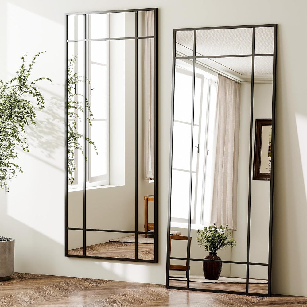 HARRITPURE Windowpane Full Length Mirror, 71"x30" Floor Mirror, Black