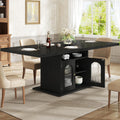 HSH 63" Modern Black Dining Table for 6, Dinner Table with Storage Cabinet