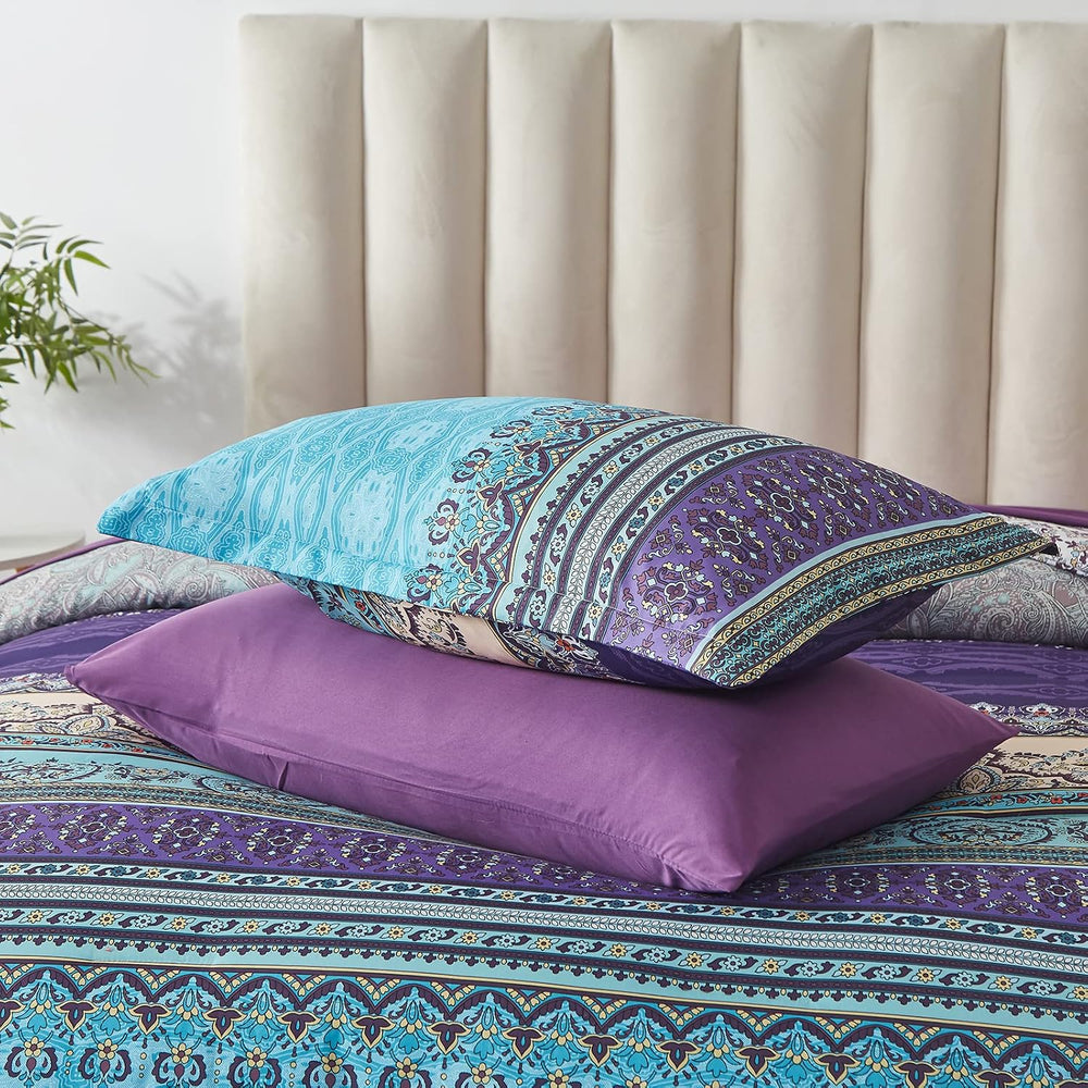 Cottolester Boho Comforter Set King Size 8 Piece Striped Bed in a Bag