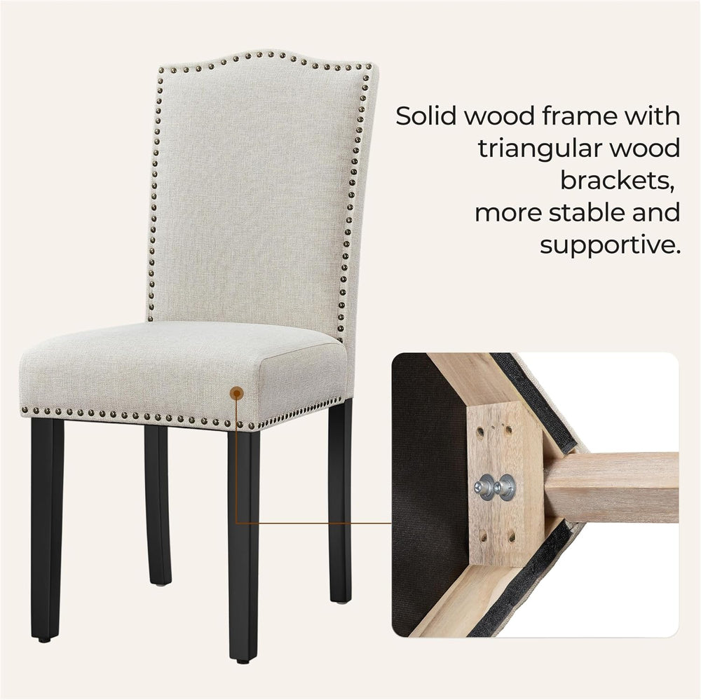 Yaheetech Dining Chairs Set of 4 Upholstered High Back Kitchen Chairs Beige