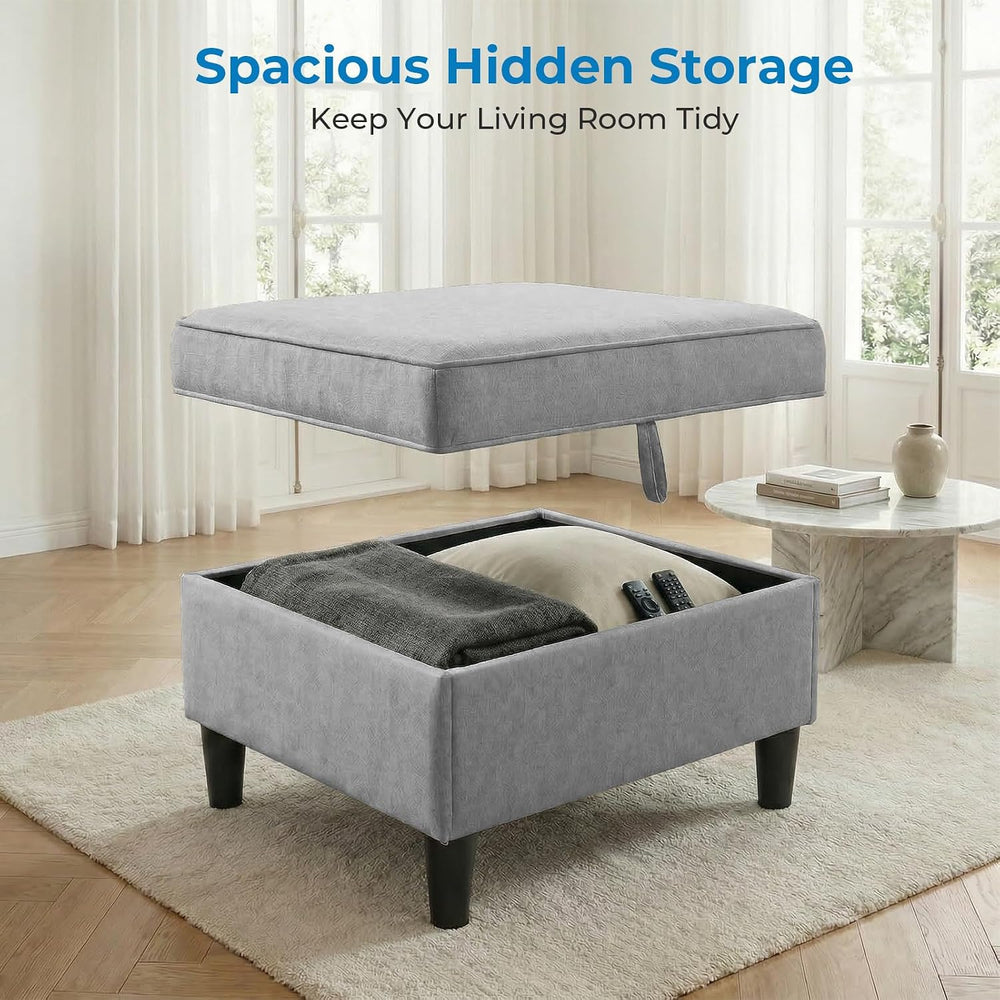 Mjkone 4-Piece Sectional Sofa Set for Living Room, Light Grey