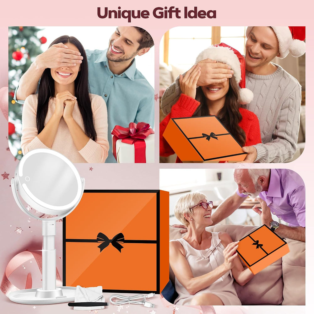 MOMOKUBA Makeup Mirror with Lights, 30X Magnifying & Height Adjustable, L...