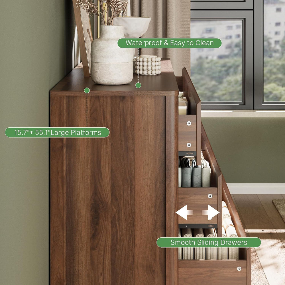 Walnut 3-Piece Bedroom Set, 6-Drawer Dresser & 2-Drawer Nightstands