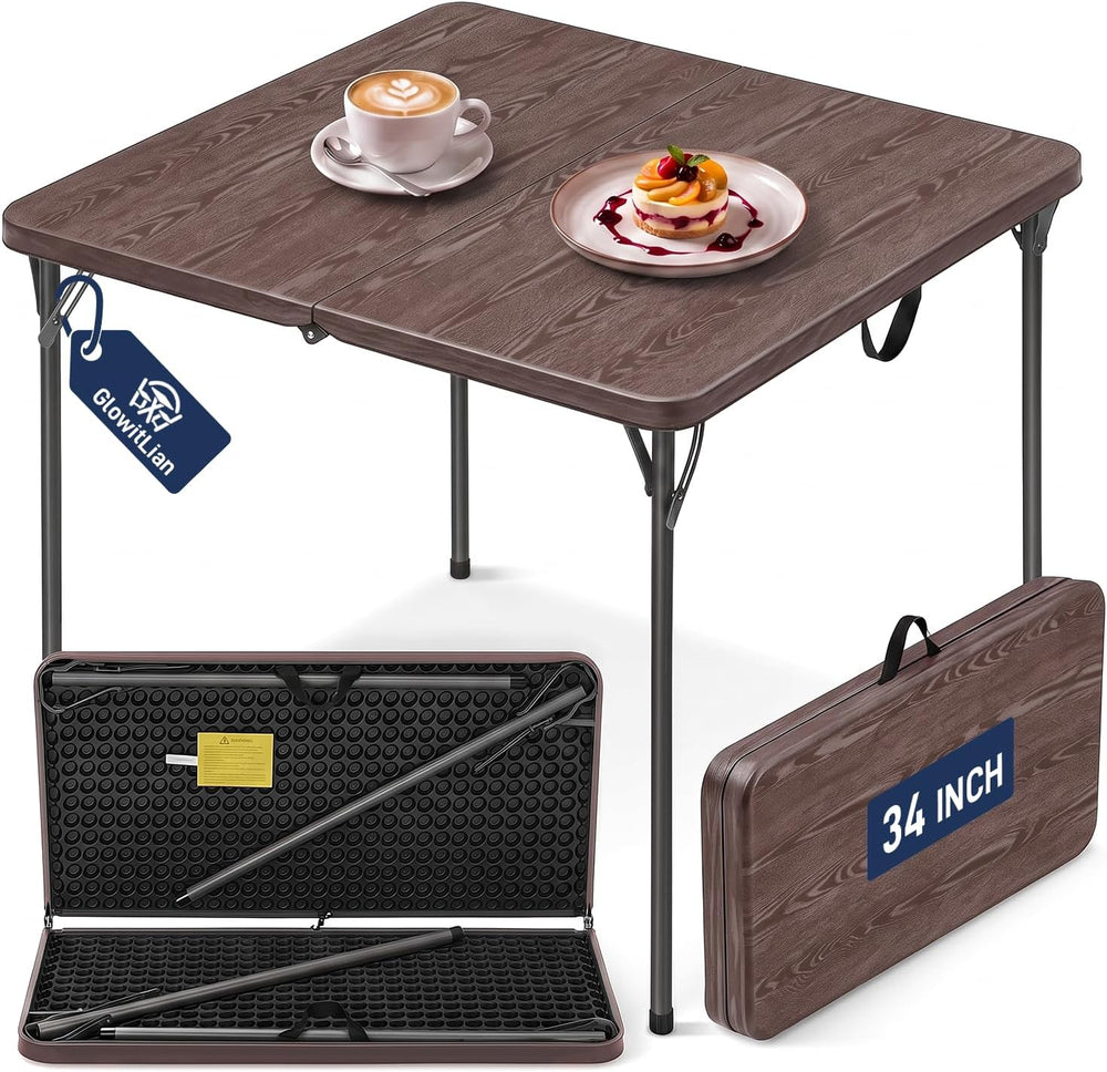 34" Square Folding Table for 4 Person, 330lbs Weight Capacity Foldable T...