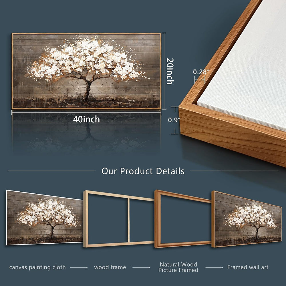 Wapluam Tree Of Life Wall Art,Neutral Abstract Canvas Painting Art Prints,Fra...