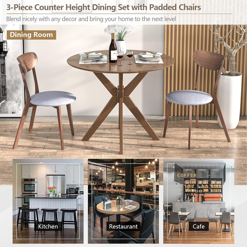 Giantex 3-Piece Dining Table and Chair Set, Wooden Kitchen Table Set, Farmhou...