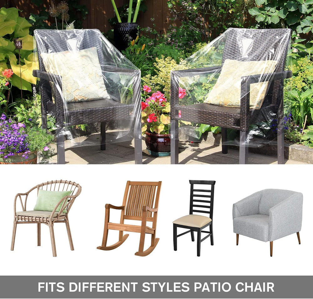 Tudomro 8 Pcs Outdoor Clear Plastic Chair Covers Waterproof Dust Proof
