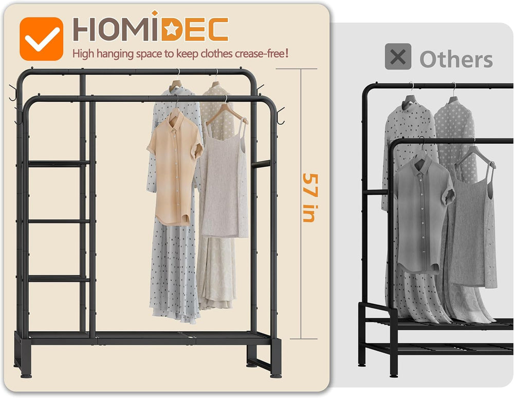 Double Rods Clothes Rack Clothing Rack, Clothes Rack for Hanging Clothes