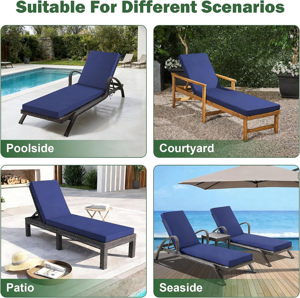 Chaise Lounge Cushions Outdoor, 72x 21x 3 Inch Waterproof & Fade-Resistan...