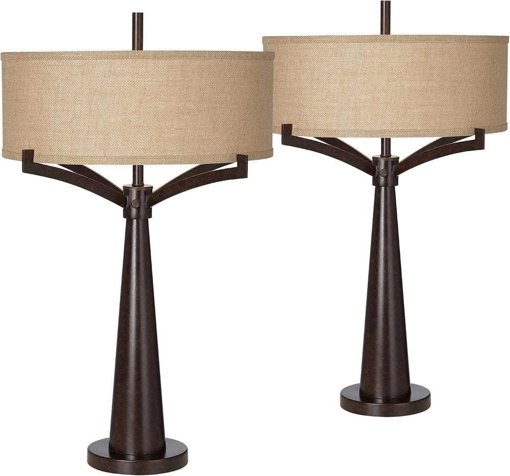 Franklin Iron Works Tremont Mid Century Modern Industrial Table Lamps 31.5&qu...