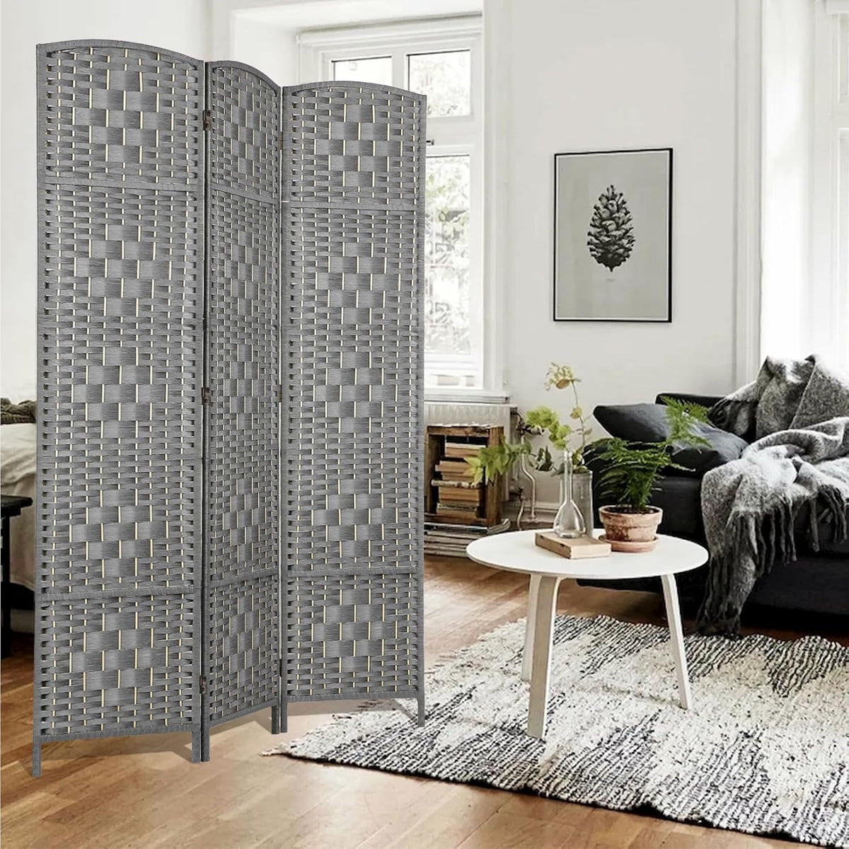 RHF Room Divider Panel,Partition Room Dividers,3 Panel Privacy Screen,Grey