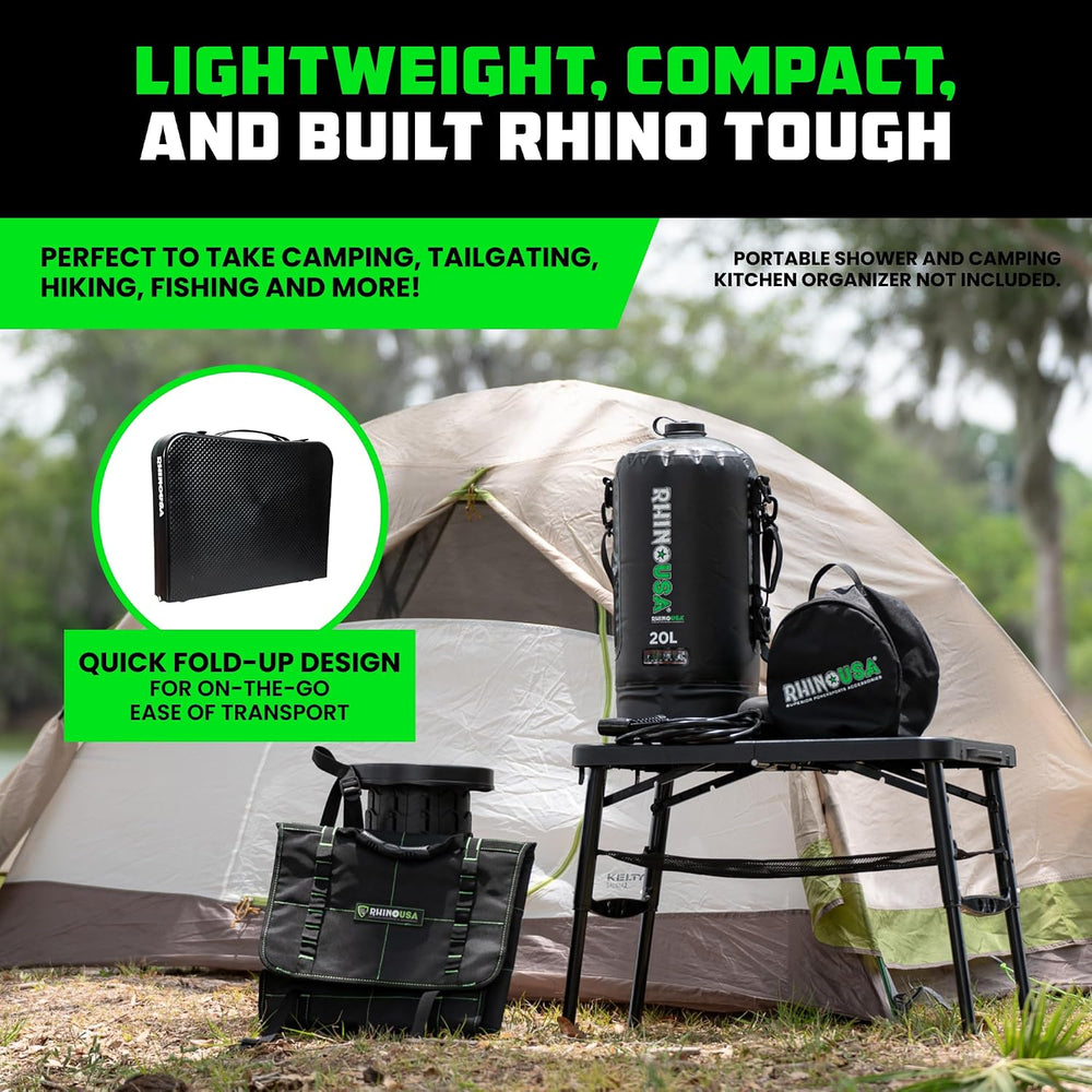 Rhino USA Folding Camping Table and Stool Set - Portable Beach Table