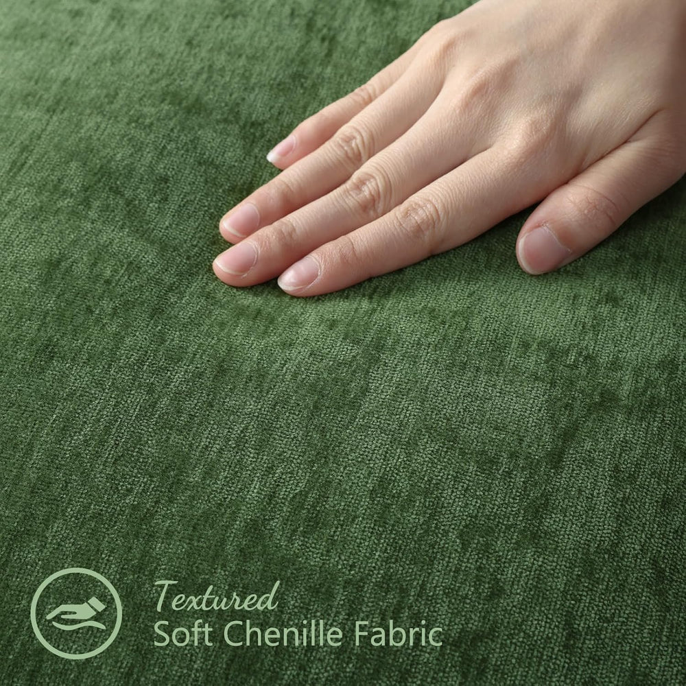 Pallene Chenille Soft Moss Green Throw Pillow Cover 24x24 Set of 2