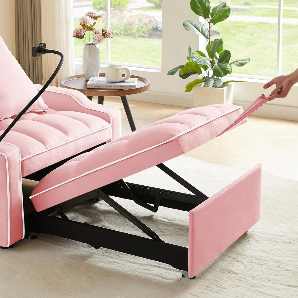 mikibama Pull Out Chair Bed Tufted, Convertible Sleeper Chairs with Storage P...