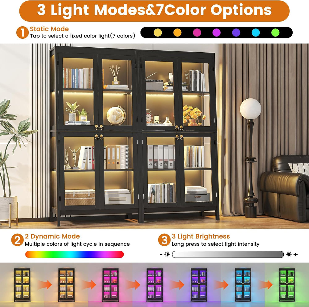 kepptory 4-Tier Display Cabinet with Glass Doors for Collectibles