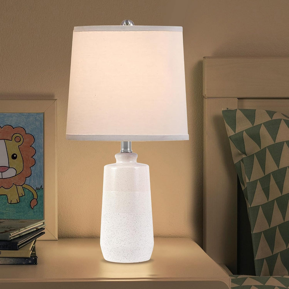 20.5" Ceramic Nightstand Lamps Set of 2 for Bedroom, White End Table Lamps