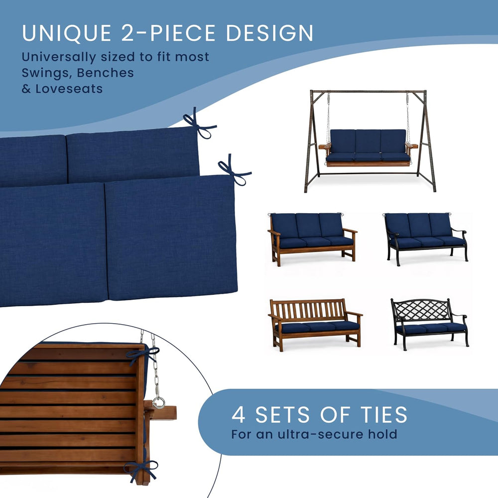 ARDEN Outdoor Swing Cushion Set, 2-Piece, 56x20, Sage Green Texture