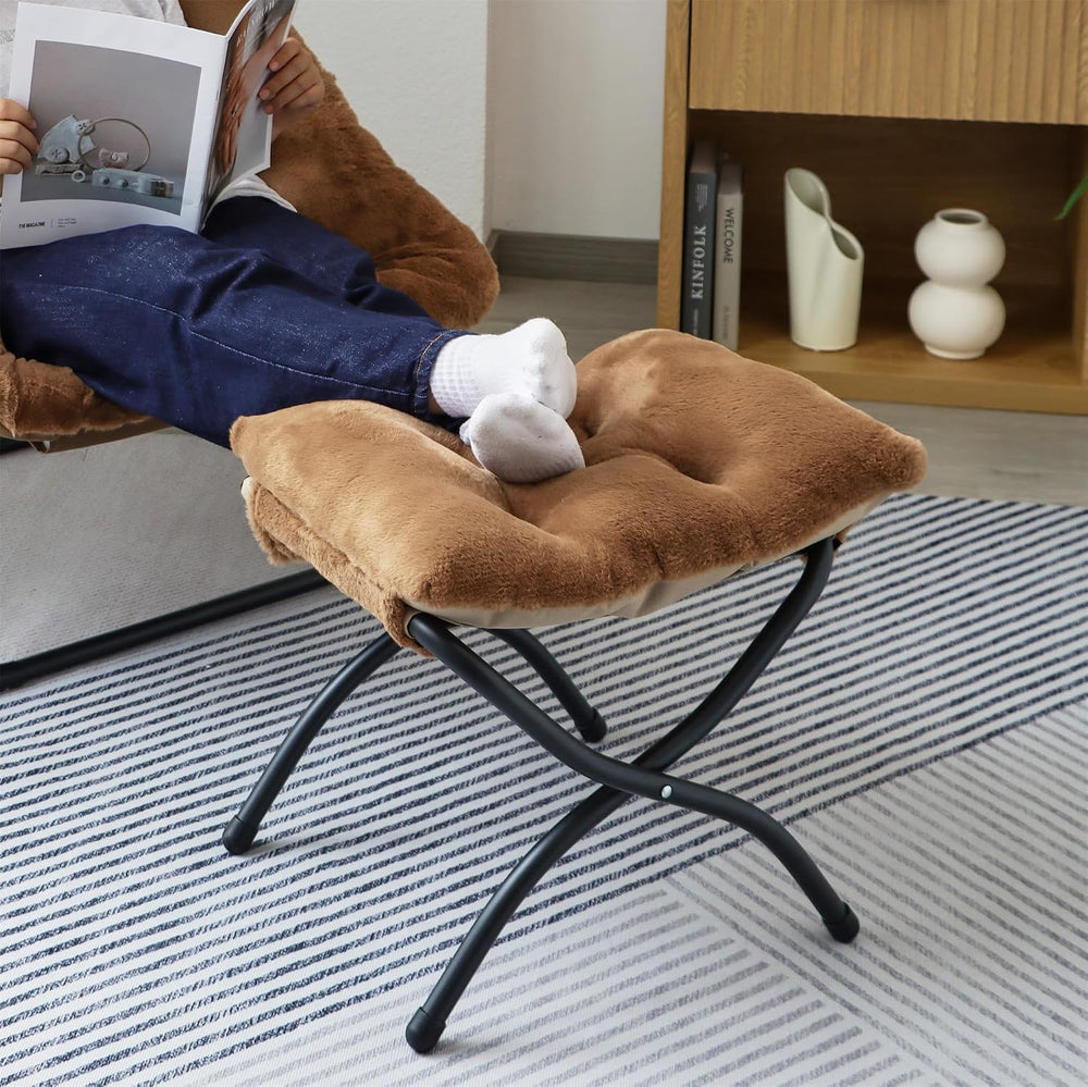 15"(H) Folding Ottoman, Set of 2, Foldable Footrest Stool, Small Foot St...