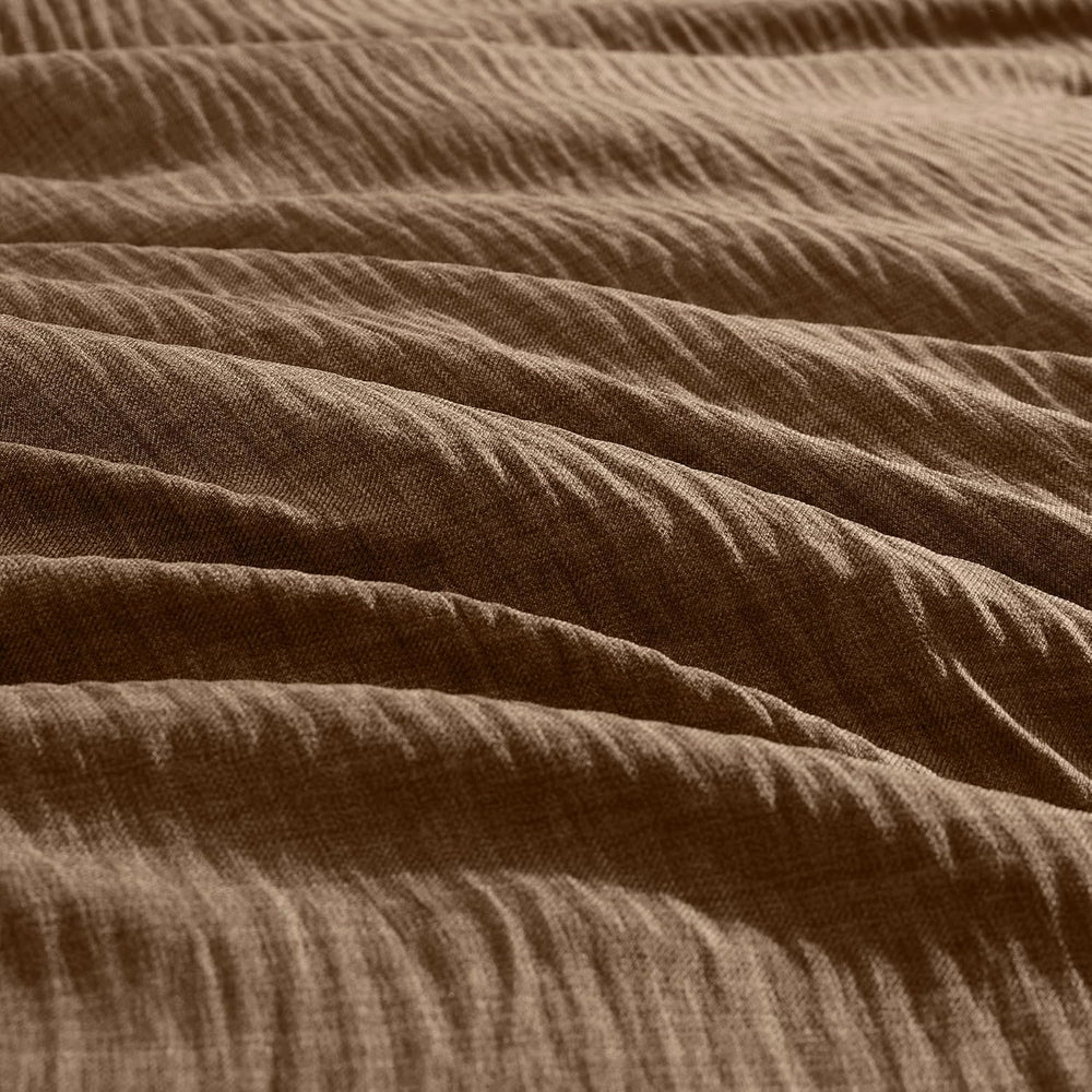 King Size Comforter Set - 7 Pieces Brown Bedding Set Textured Bed in a Bag