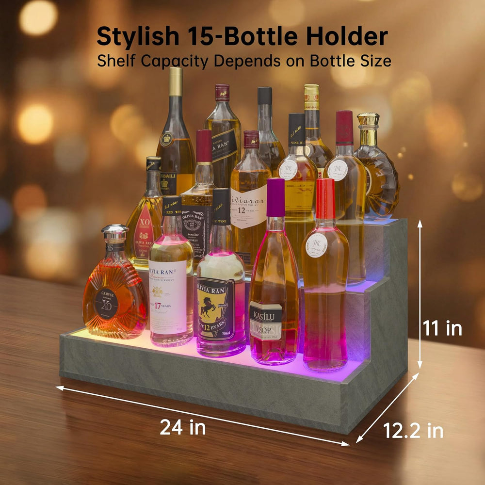 Cubehom Wine Rack LED Liquor Bottle Display Shelf for Home Bar Stand Decor