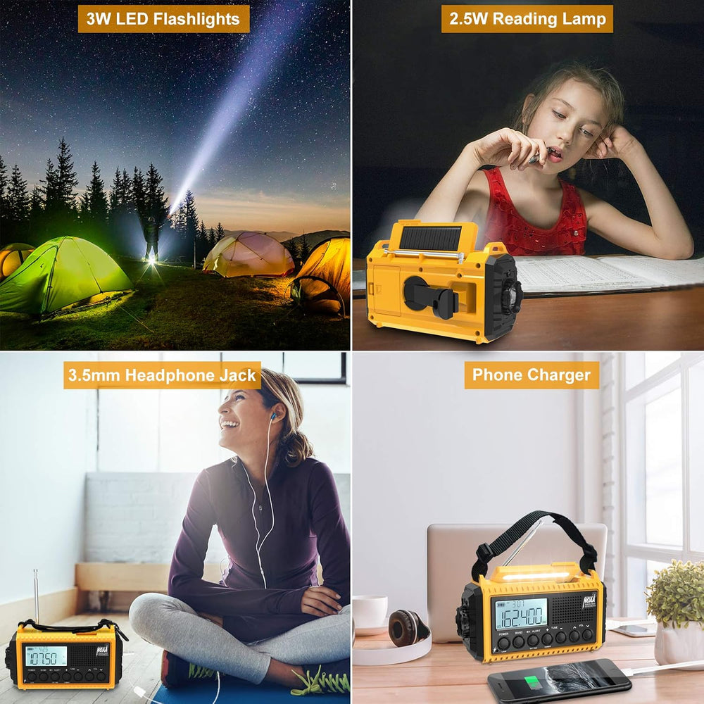 Raynic Emergency Radio, 5000mAh/18500mWh Weather Radio, Solar Hand Crank Radi...