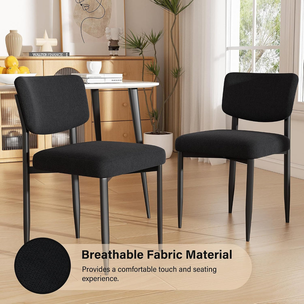 Modern Dining Chairs Set of 6, Fabric Kitchen Chairs,Black