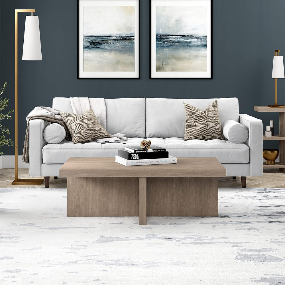 Henn&Hart 44" Scandinavian Coffee Table, Weathered Gray