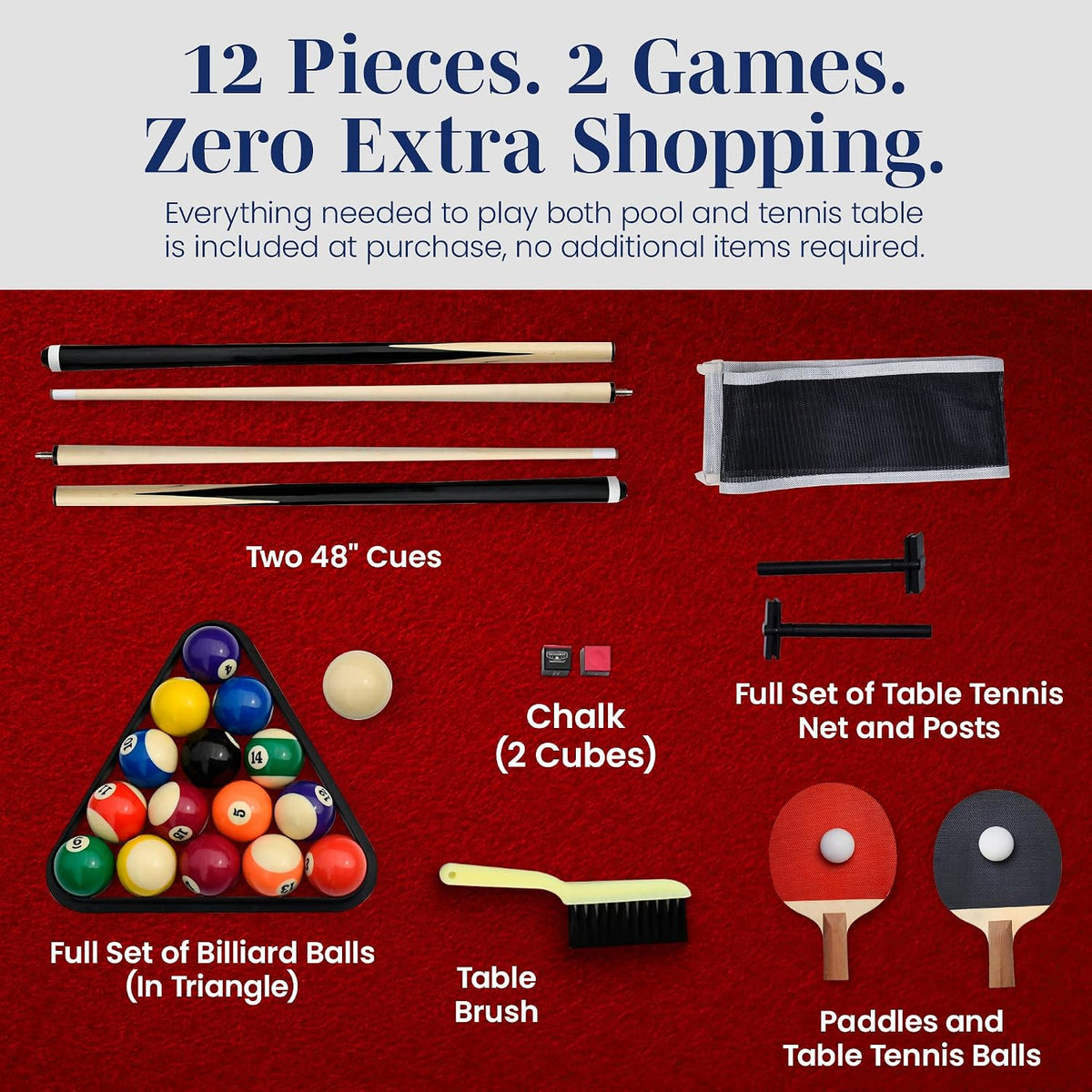 hathaway spartan pool table & ping pong top, package contents
