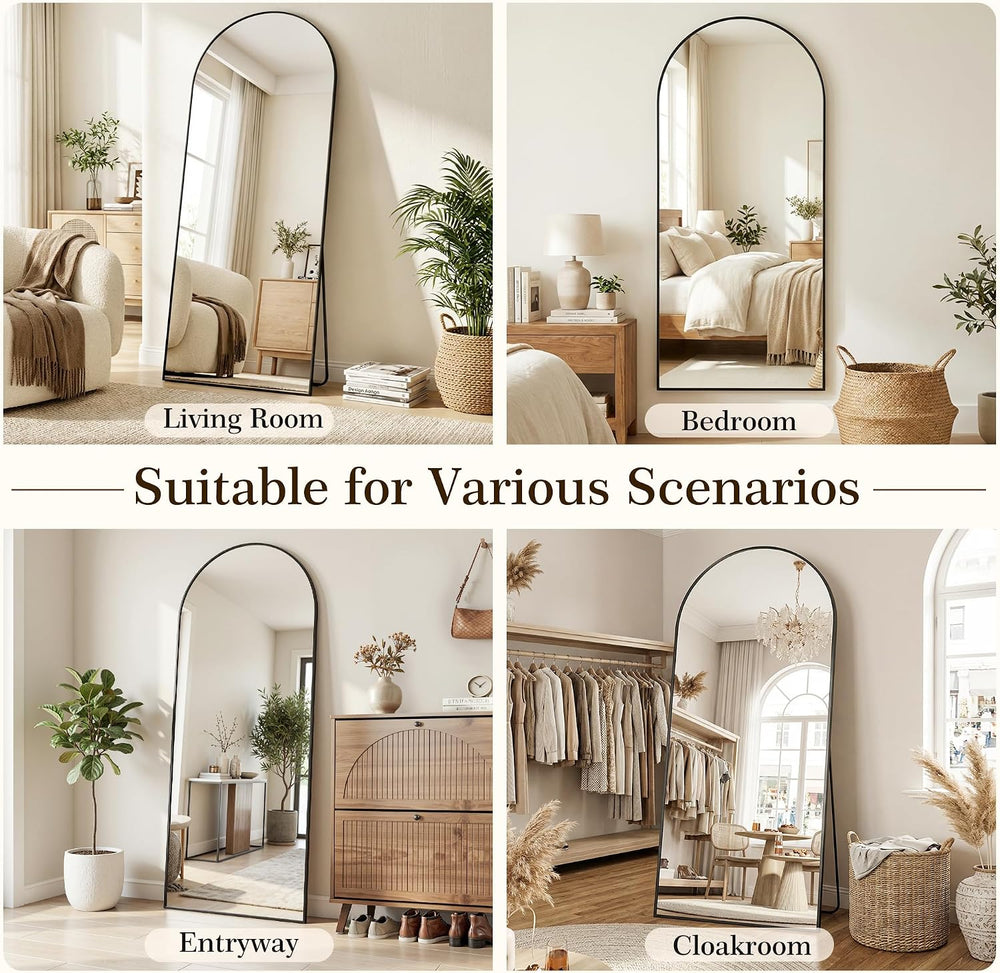 81"x41" Arched Full Length Mirror, Full Body Floor Mirror, Black