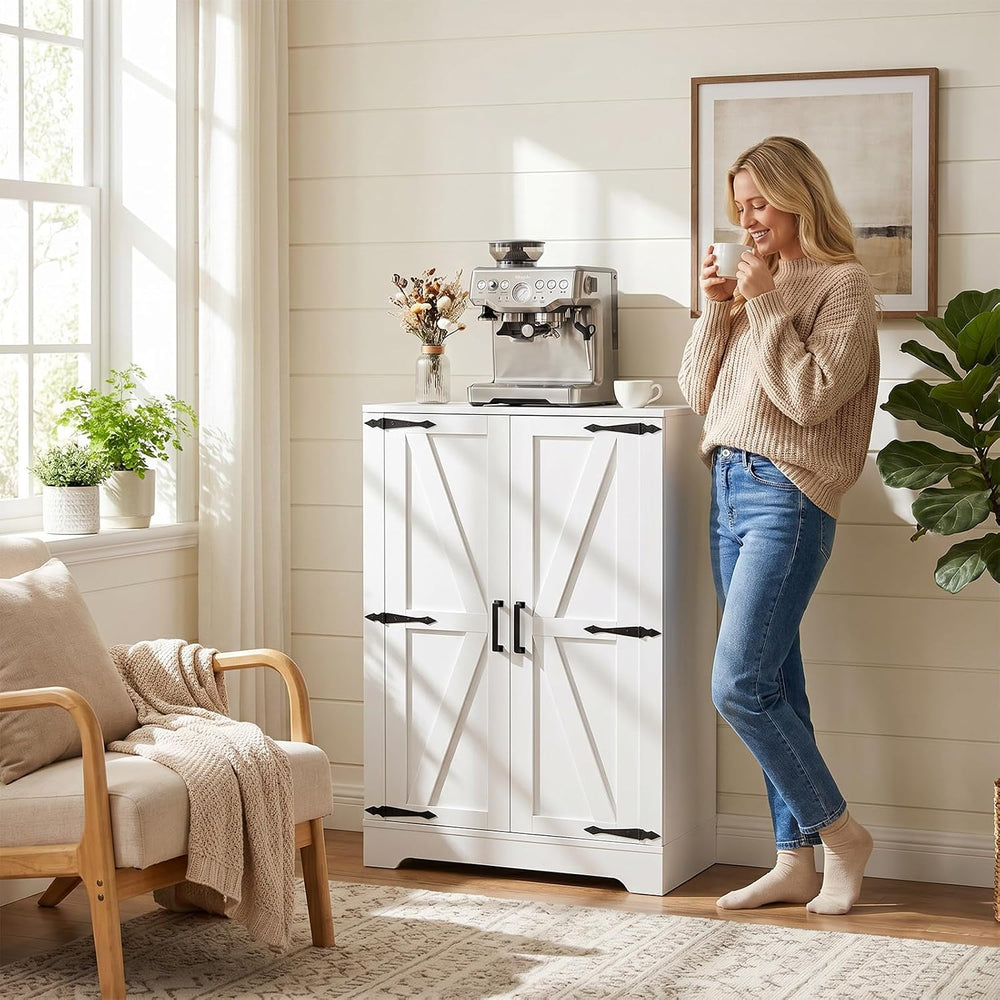 Unikito Kitchen Pantry Storage Cabinet with Adjustable Shelves, White