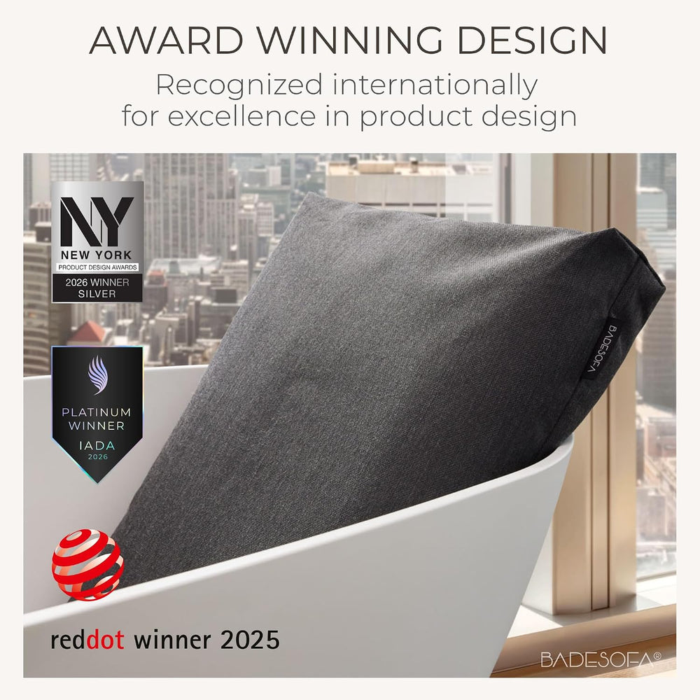 BADESOFA® Luxury Bath Pillow S in Grey, Thick & Quick-Drying