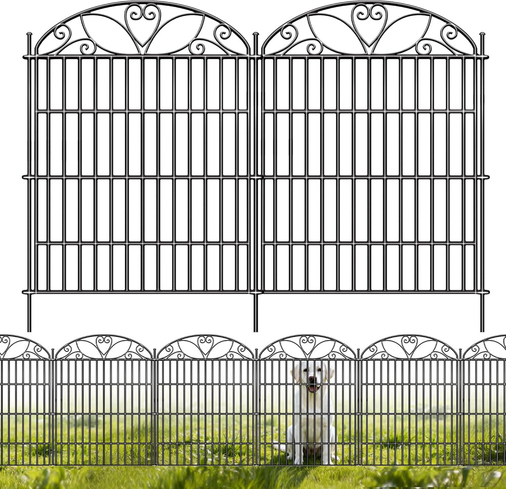 5 Panels No Dig Decorative Outdoor Garden Fence, 32 in(H) X 11.8 ft(L) Animal...