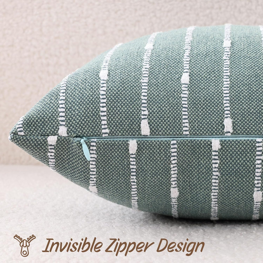 decorUhome Striped Decorative Throw Pillow Covers 24x24 Set of 2, Teal