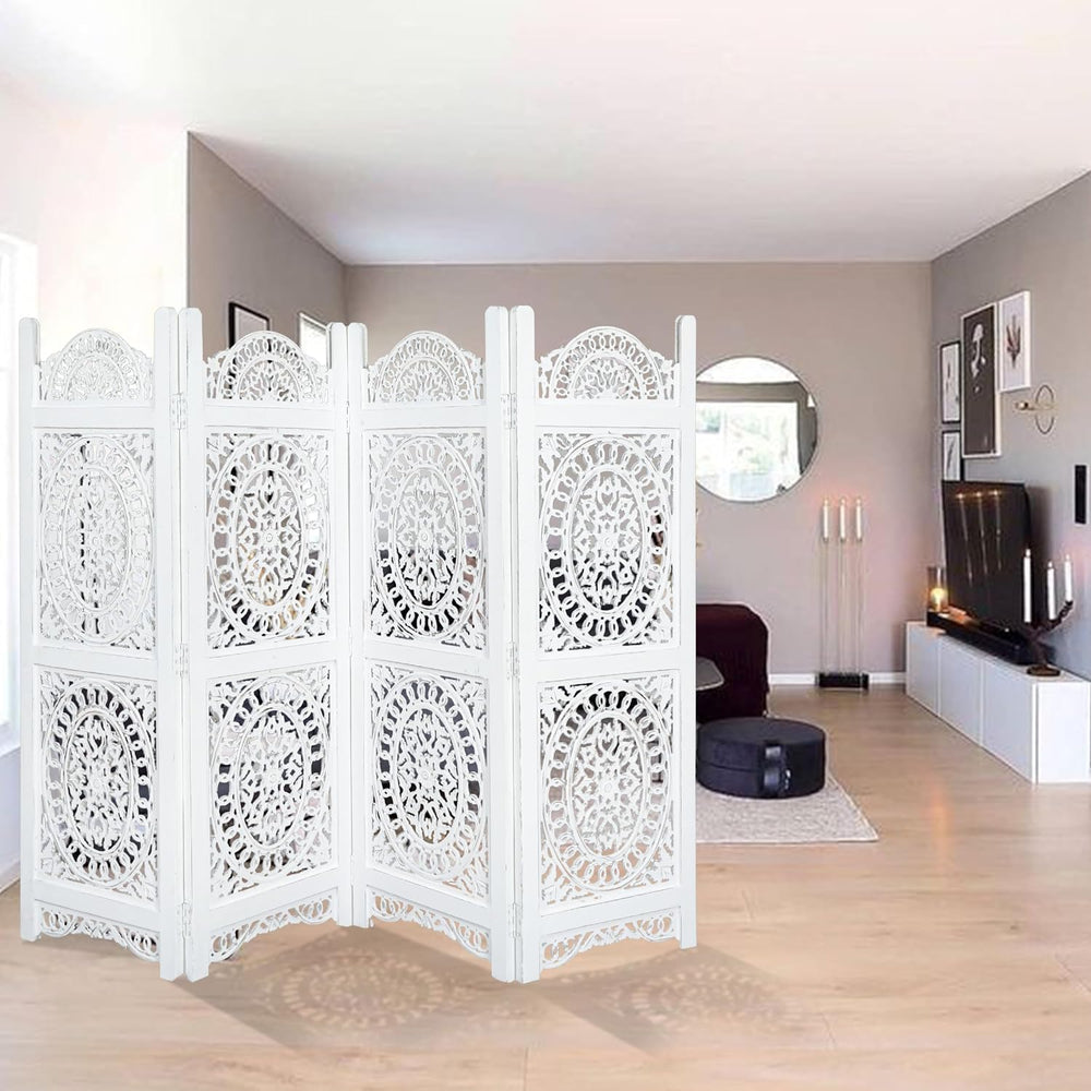 Lightnpro 4-Panel Wooden Room Divider 64x48, Preassembled Partition Screen