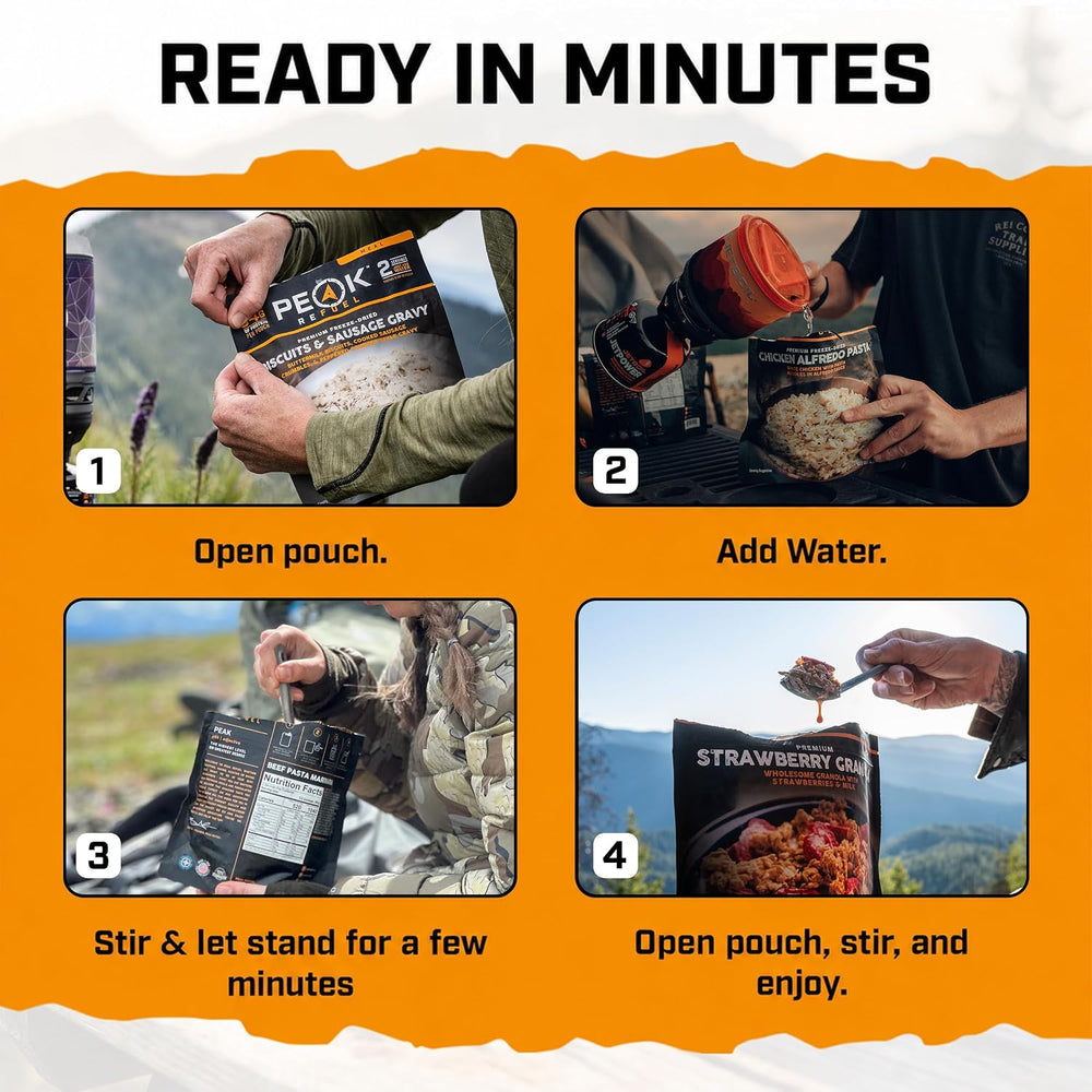 Peak Refuel Basecamp Bucket 3.0 Freeze-Dried Meals with 100% Real Meat