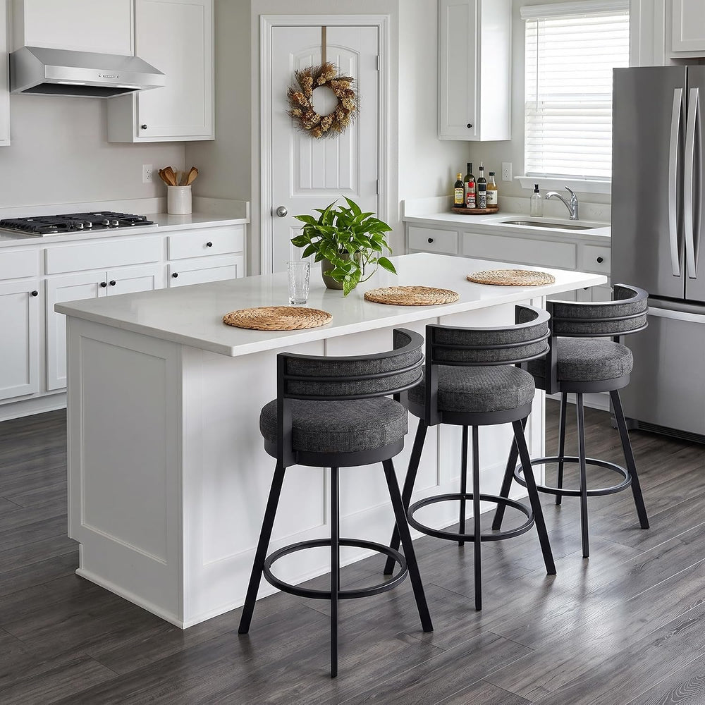 Flouki Swivel Counter Height Bar Stools Set of 4, Upholstered 26.6" Mode...