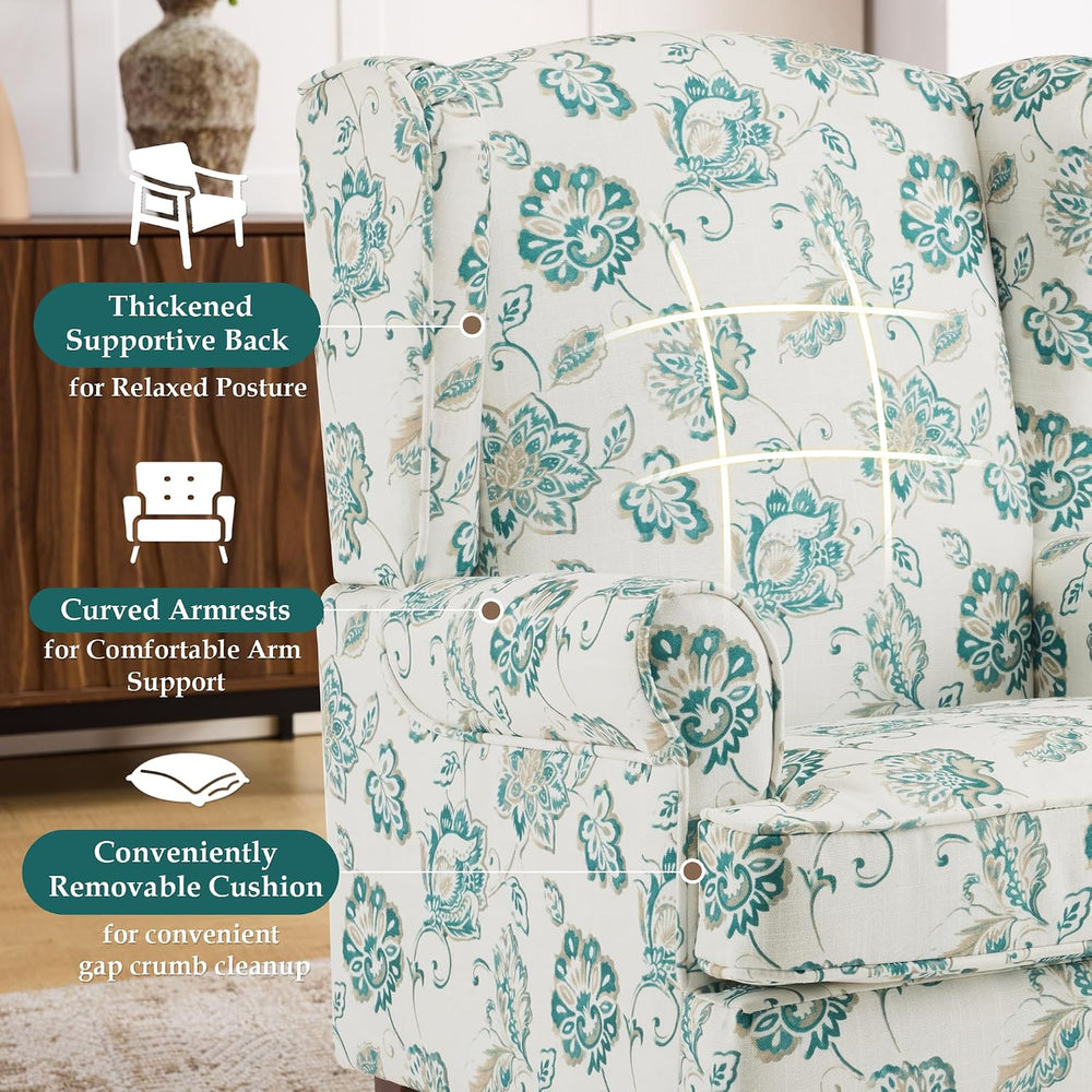 EROMMY Floral Accent Chair, Comfortable High Back Upholstered Armchair with S...