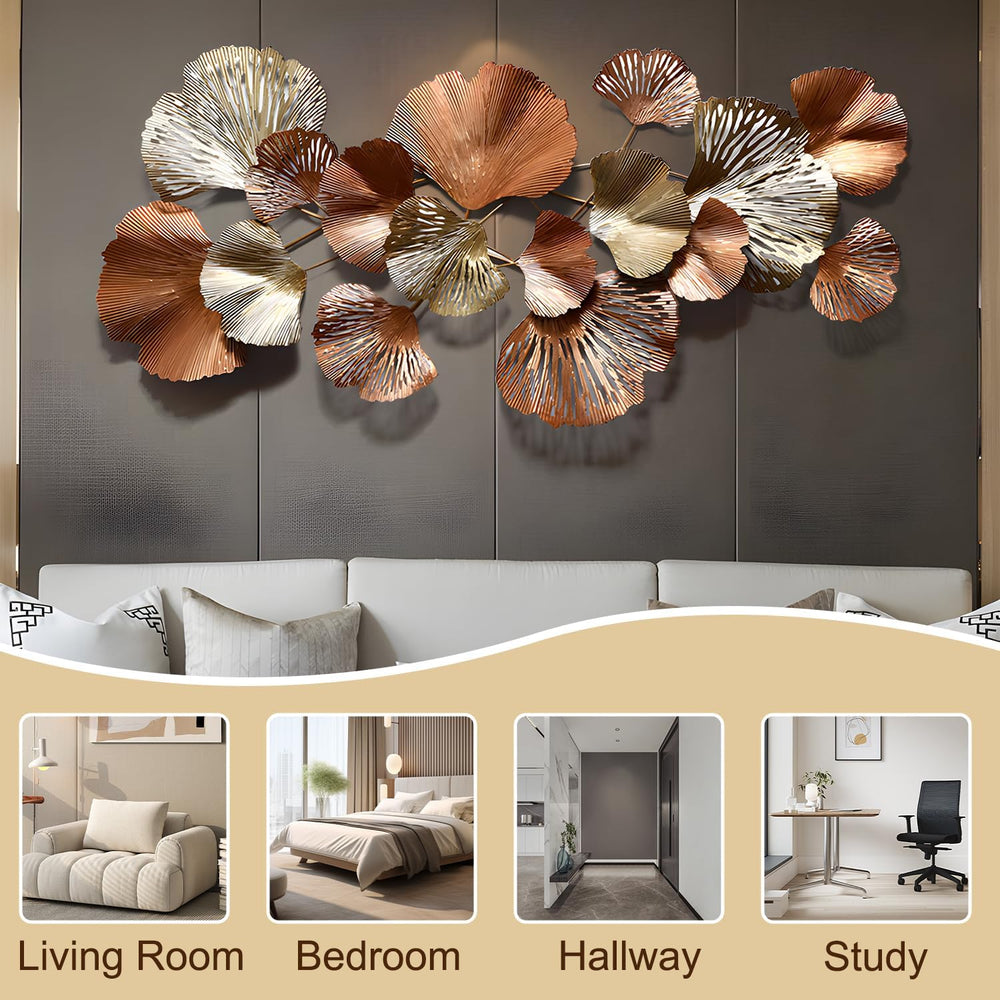 edaknez Gold Metal Wall Decor 53" Large Metal Wall Art for Living Room